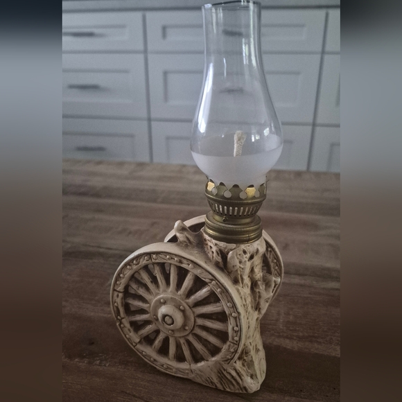 Other - Vintage Wheel Design Oil Lamp Perfect Condition/ceramic